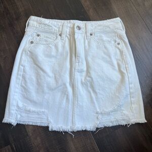 American Eagle Outfitters White Frayed Mini Skirt